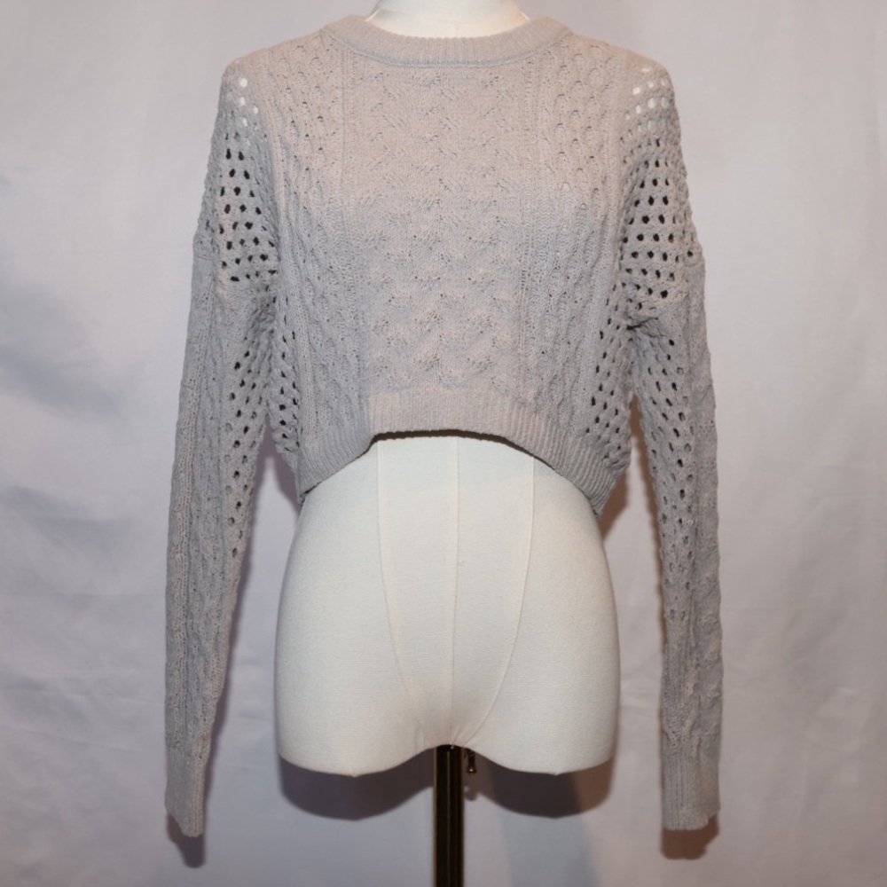 3/$15 Industry Gray Open Knit Cropped Sweater Super Soft XS